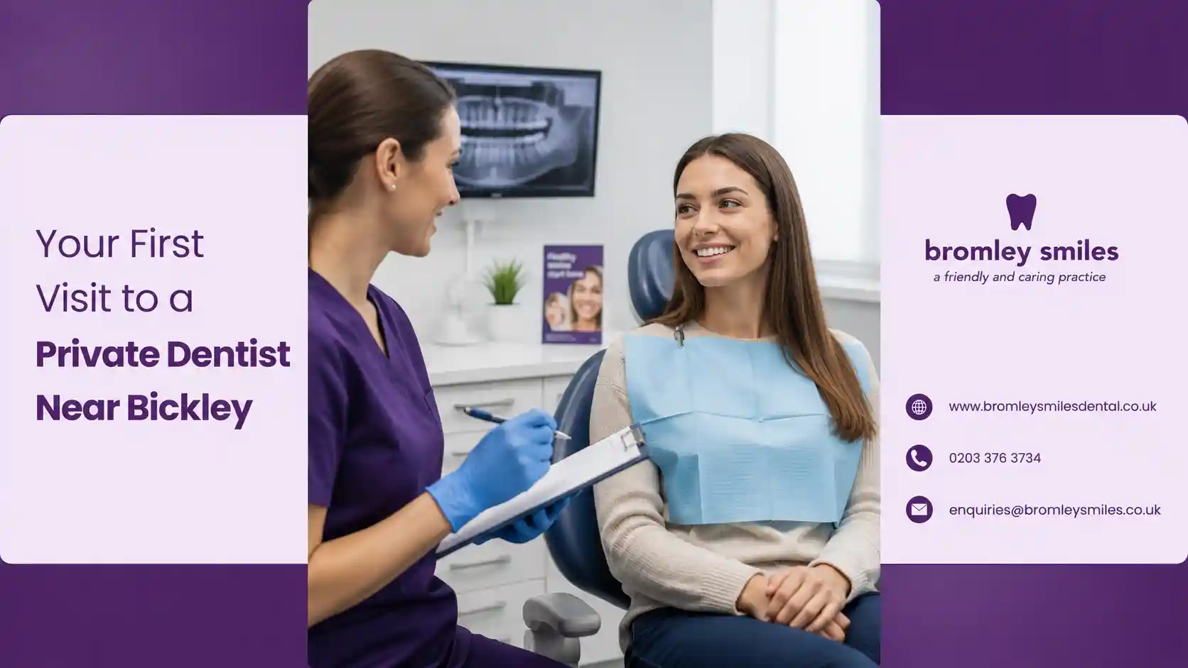Dentist welcoming a new patient for their first private dental appointment near Bickley at Bromley Smiles Dental Practice