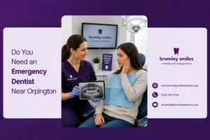 Emergency dentist near Orpington at Bromley Smiles Dental treating urgent tooth pain in Bromley Kent