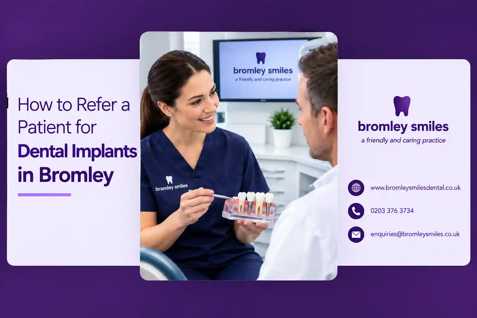 Dentist preparing a referral letter for dental implants in Bromley